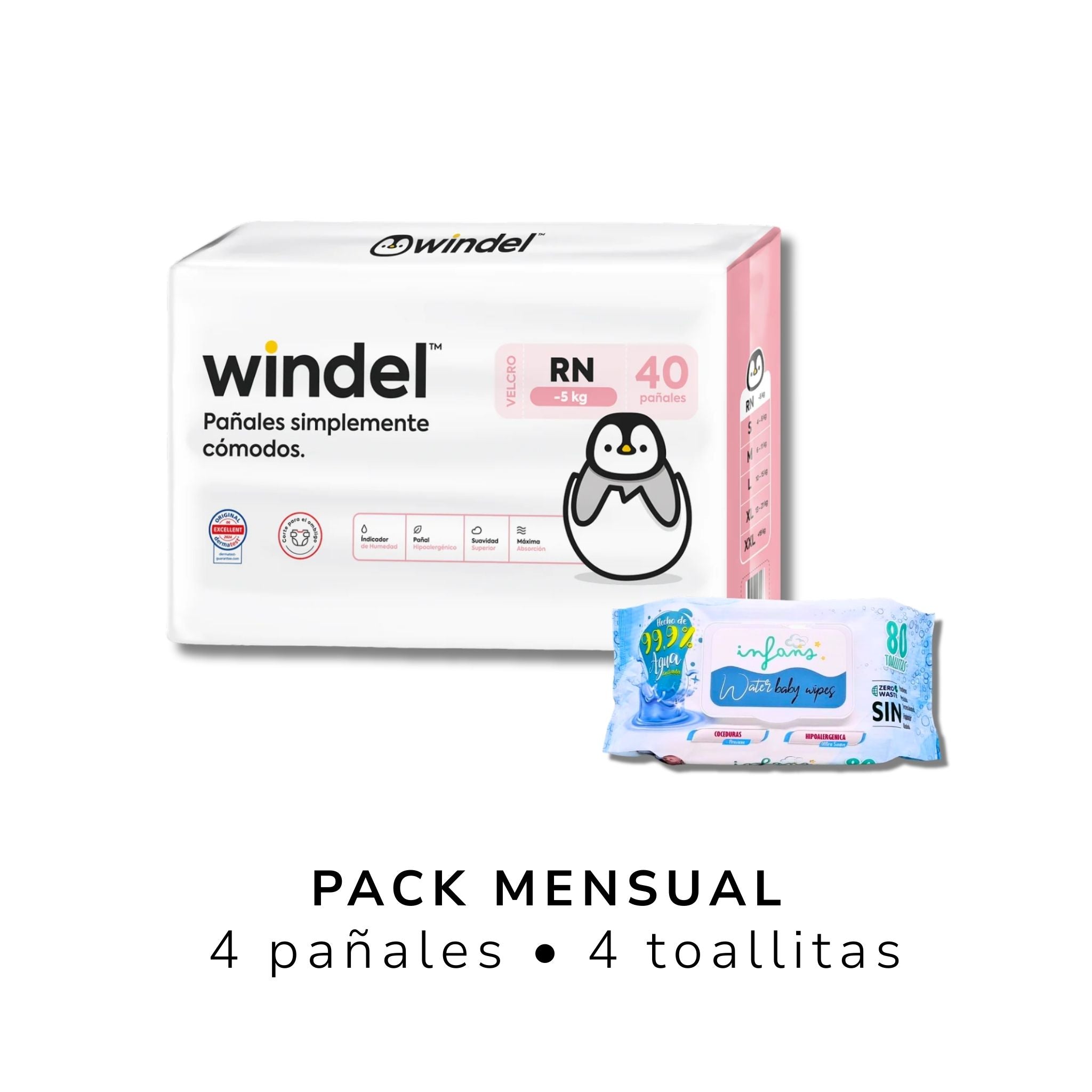 Pack Mensual Pañales Windel + Toallitas Infans