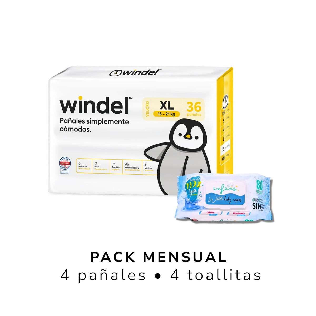 Pack Mensual Pañales Windel + Toallitas Infans